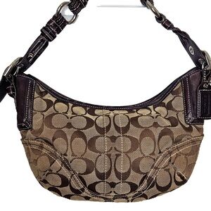 Coach Tan and Brown Signature Shoulder Bag